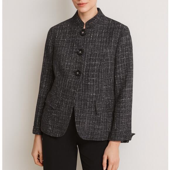 Lafayette 148 Tweed Blazer Jacket Wool Cotton Silk - Picture 1 of 8